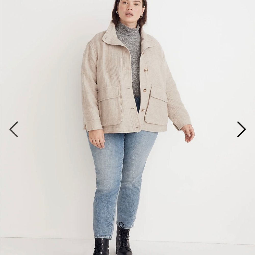 Madewell Plus Clairmont Crop Jacket 2X NWT Tan Wool Blend Utility Coat
